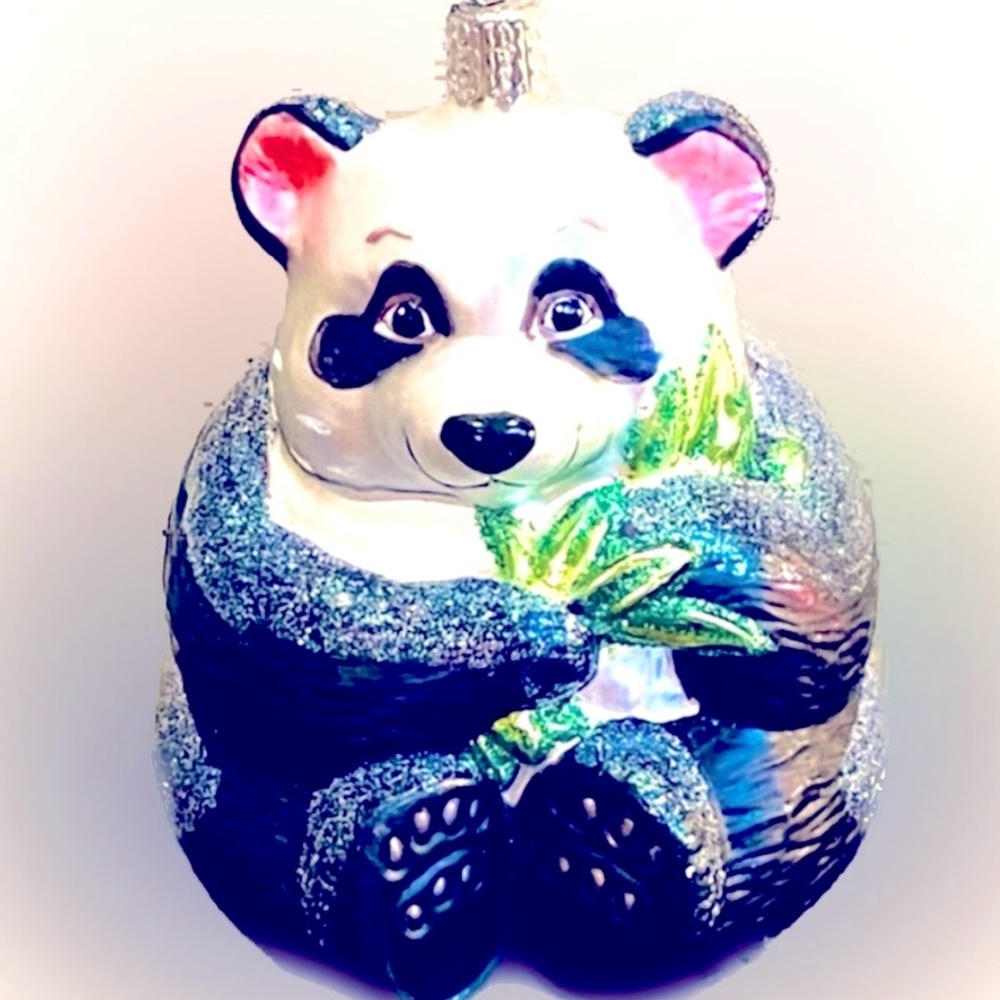 Brand NEW Adorable Glass Blown Panda Bear Ornament by Old World Christmas